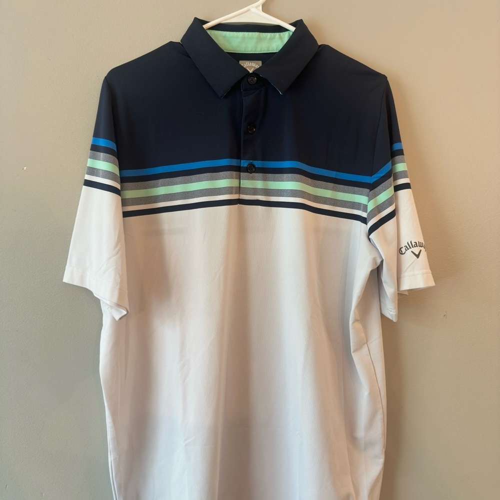Callaway Men's Polo Shirt - Navy, Blue, and White